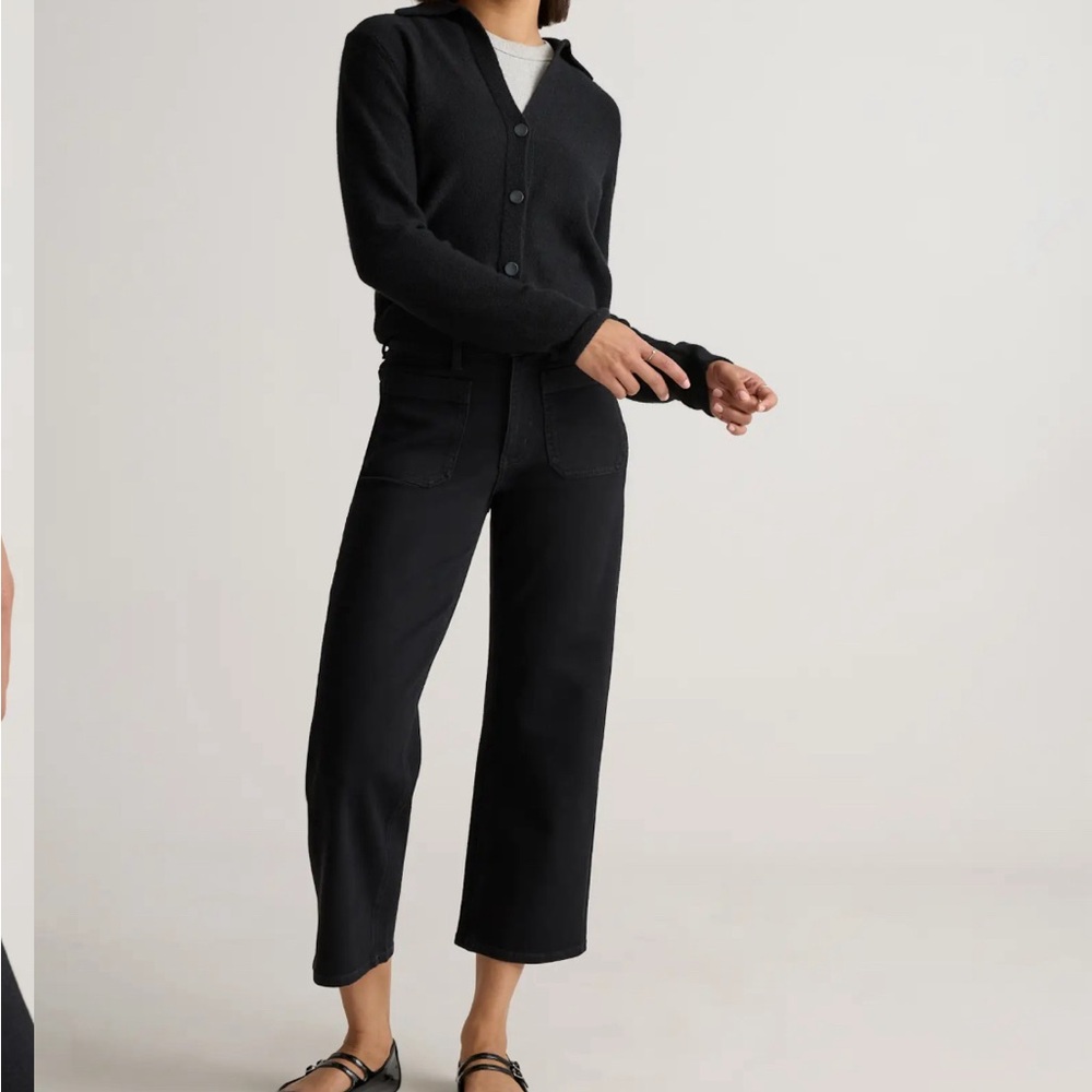 Quince Bella Stretch Patch Pocket Wide Leg Jeans size 27 NWT 28” inseam